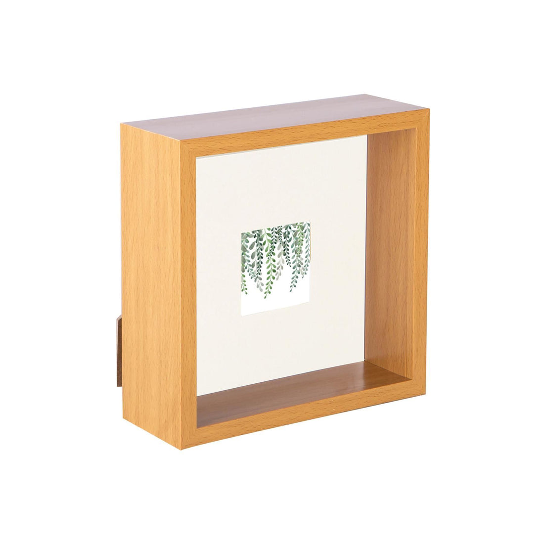 Medium Wood 6" x 6" Deep Shadow Box Photo Frame with 2" x 2" Ivory Mount