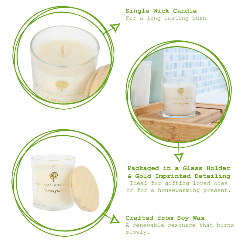 130g Lemongrass Scented Soy Wax Candle - By Nicola Spring