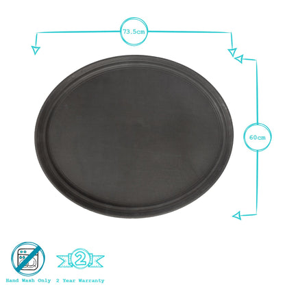 73cm Black Oval Non-Slip Serving Tray