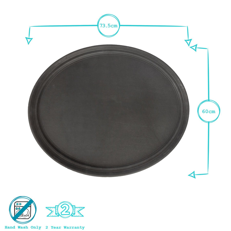 73.5cm x 60cm Black Oval Non-Slip Serving Tray - By Argon Tableware