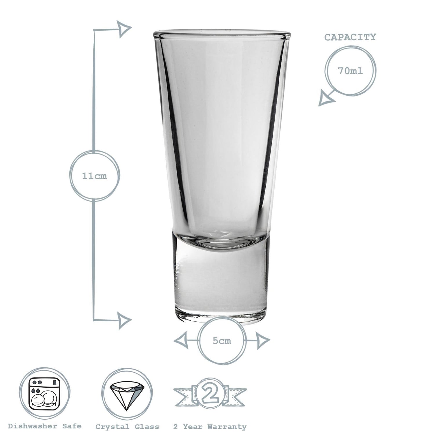 70ml Ypsilon Shot Glasses - Pack of Six