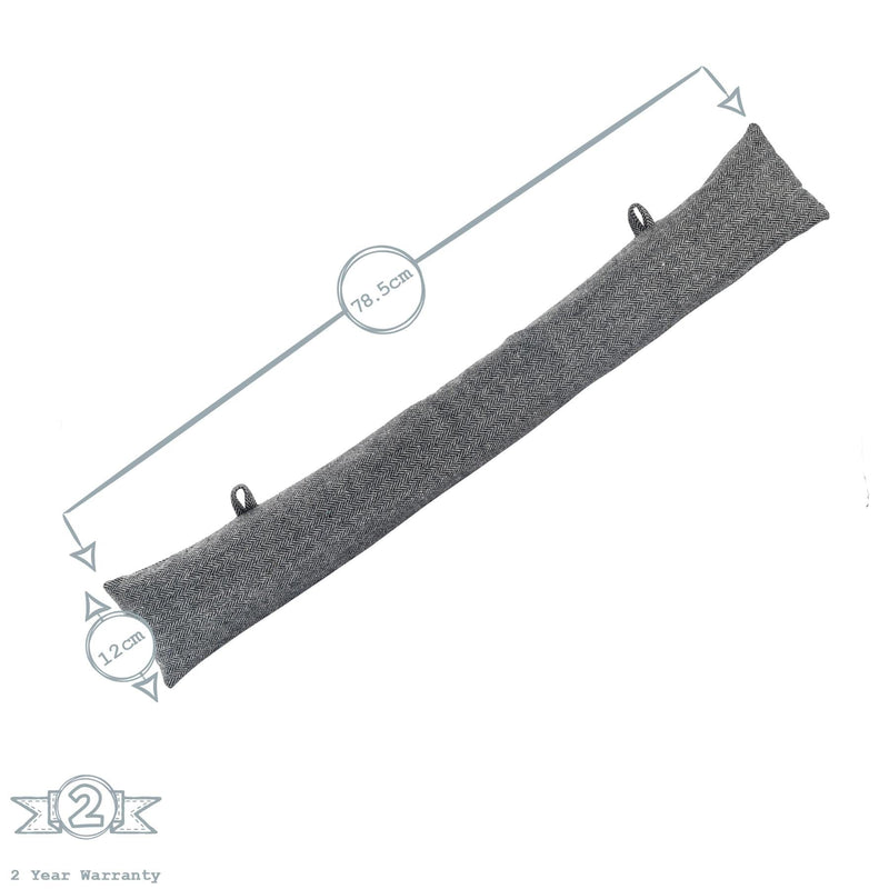 Grey Herringbone Draught Excluder - 80cm - By Nicola Spring