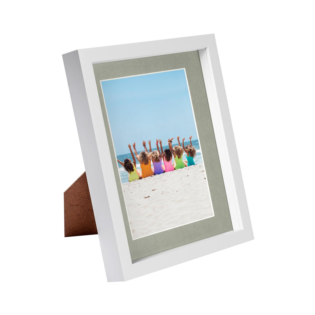 White 8" x 10" Shadow Box Photo Frame with 5" x 7" Grey Mount &amp; White Spacer