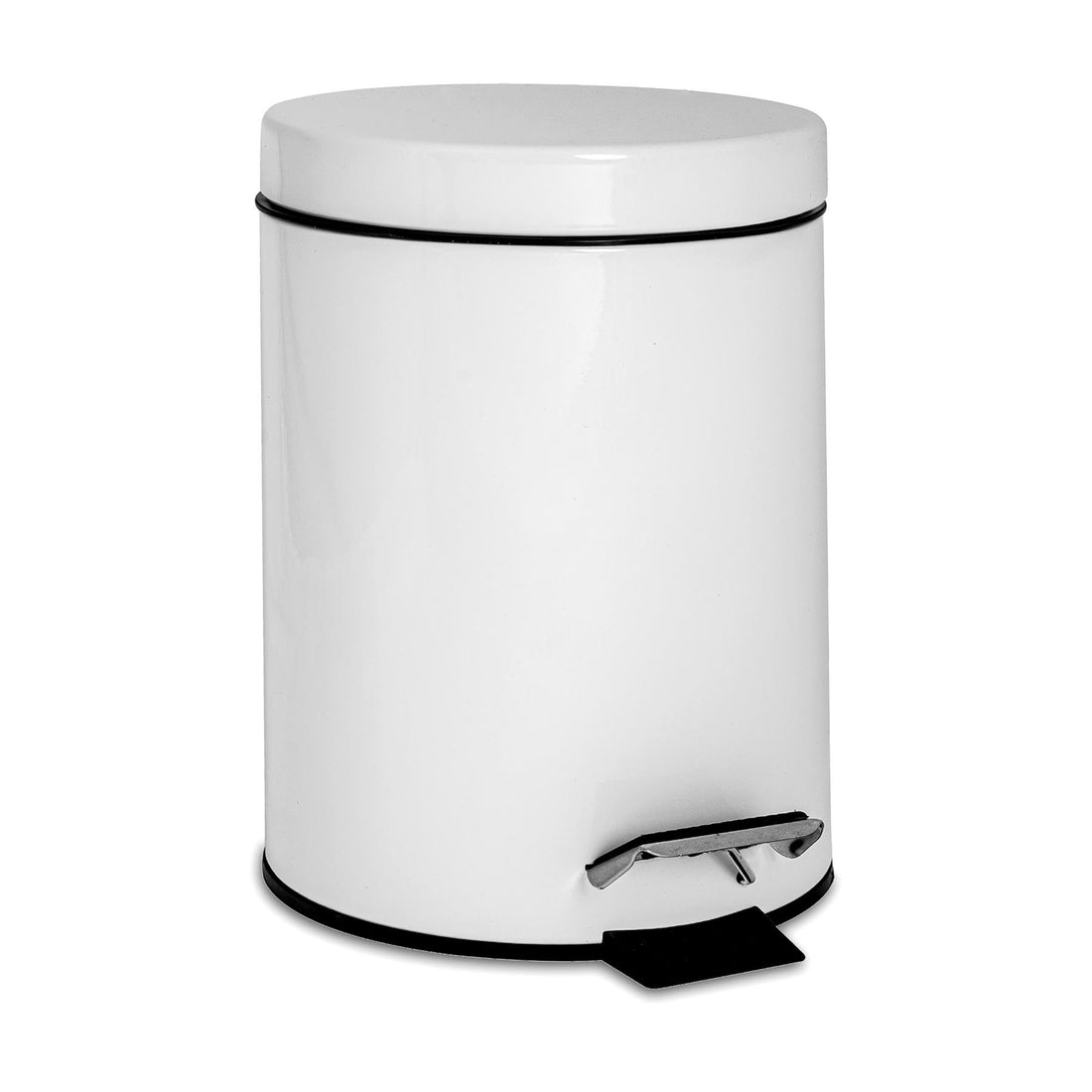 3L Round Stainless Steel Pedal Bin - White