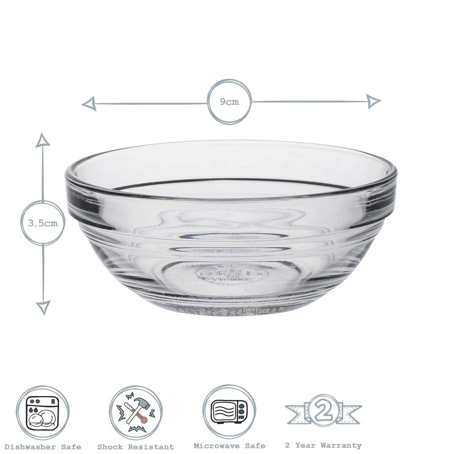 9cm Clear Lys Glass Nesting Mixing Bowl