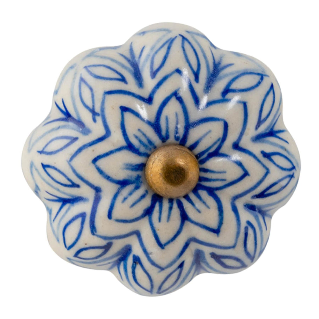Blue 4.5cm Vintage Floral Ceramic Cabinet Knob