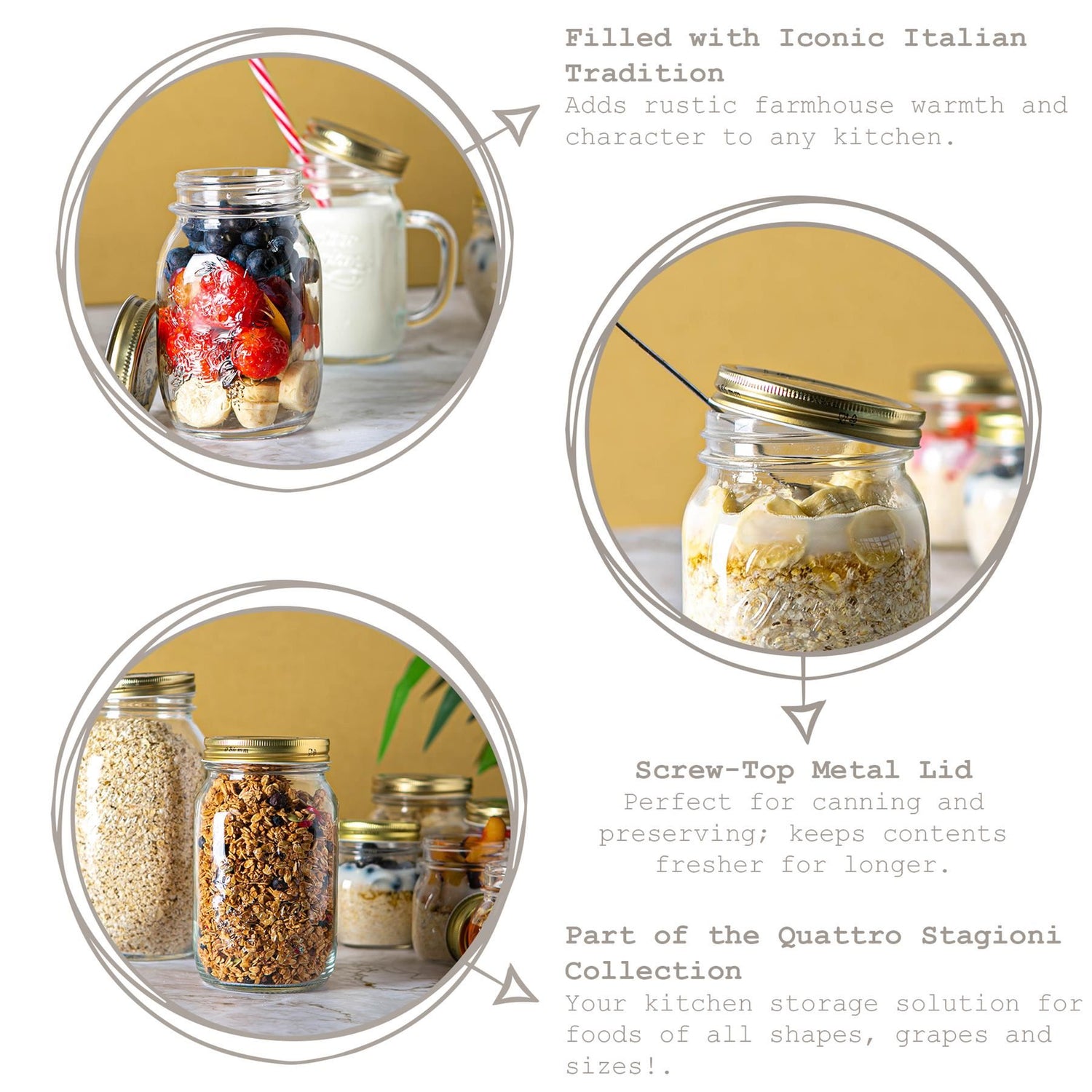 300ml Quattro Stagioni Glass Food Preserving Jar