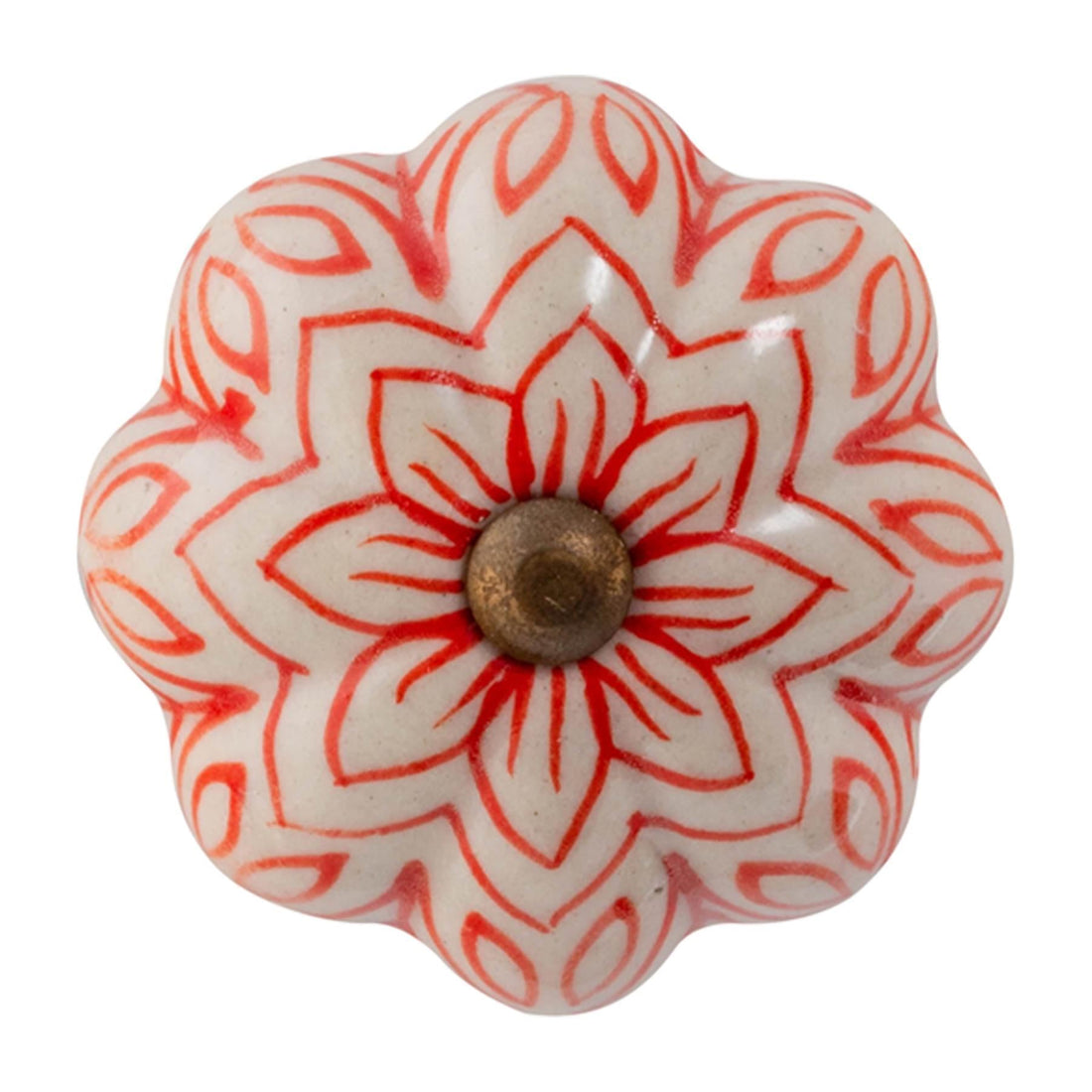 Red 4.5cm Vintage Floral Ceramic Cabinet Knob