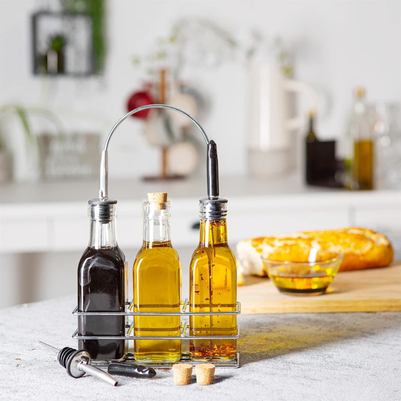 170ml Glass Olive Oil Pourer Bottles with Stand - By Argon Tableware