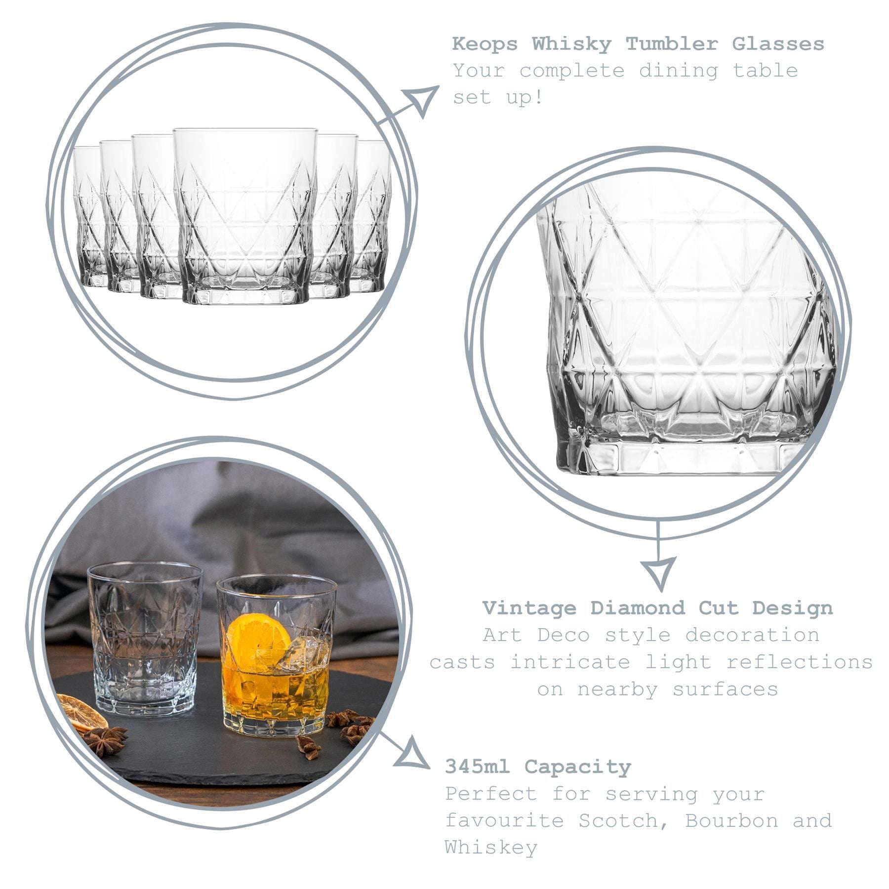 345ml Keops Whisky Glasses - Pack of Six