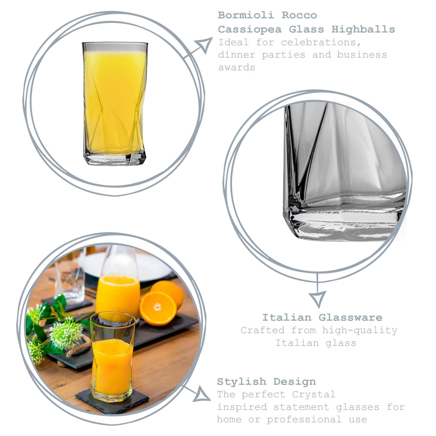 480ml Cassiopea Highball Glasses - Pack of Four