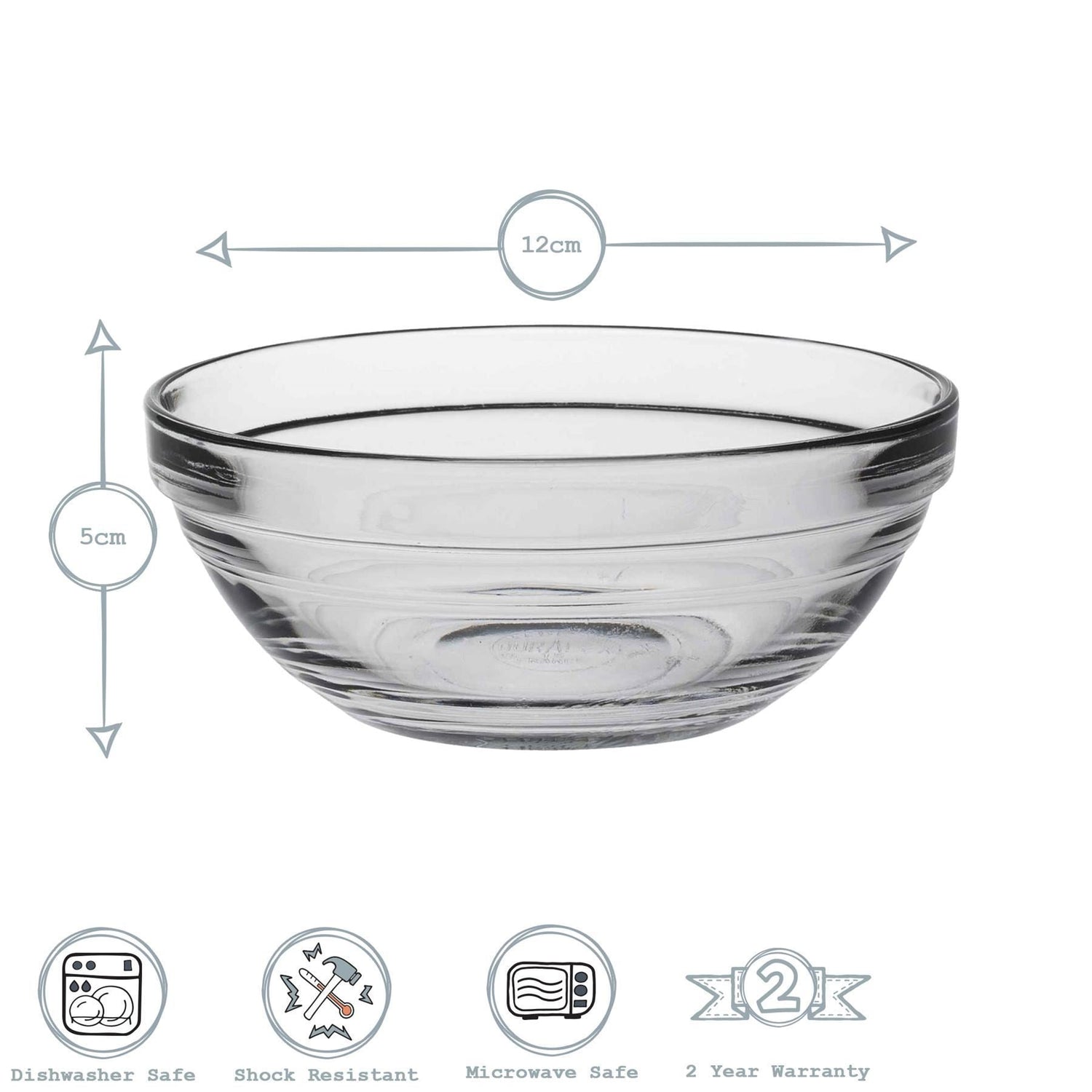 12cm Clear Lys Glass Nesting Mixing Bowl