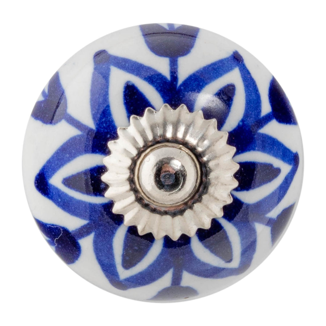 Blue Flower 4.5cm Round Geometric Ceramic Cabinet Knob