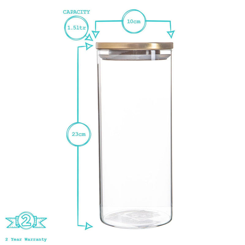 1.5L Glass Storage Jar with Metal Lid - By Argon Tableware