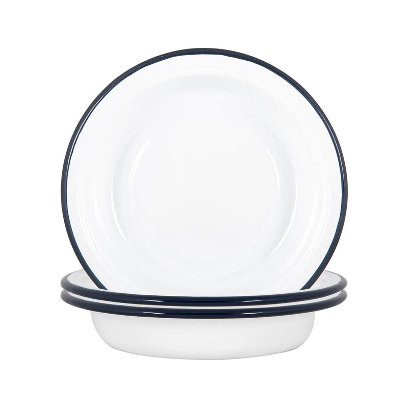 19cm White Enamel Deep Bowls - Pack of Six - By Argon Tableware