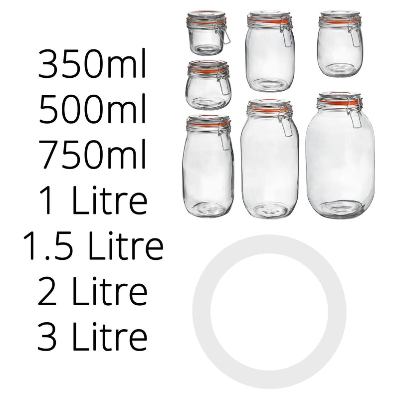 Large Glass Storage Jar Seals - Pack of 6 - By Argon Tableware
