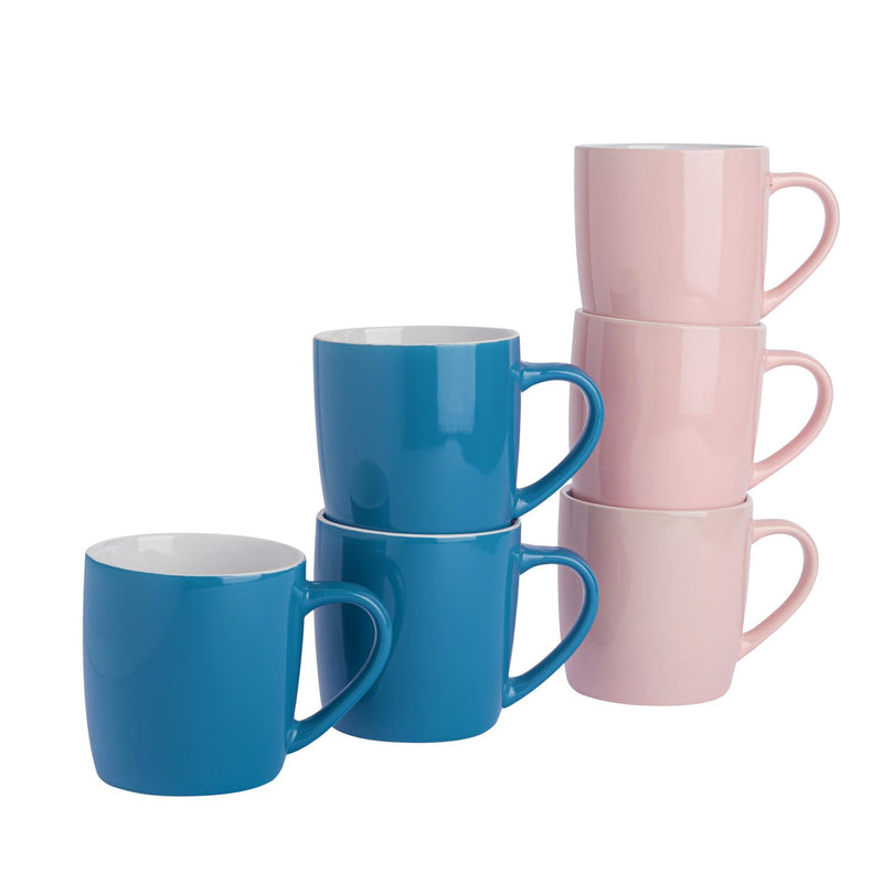350ml Contemporary Coffee Mugs - Two Colours - Pack of Six - By Argon Tableware