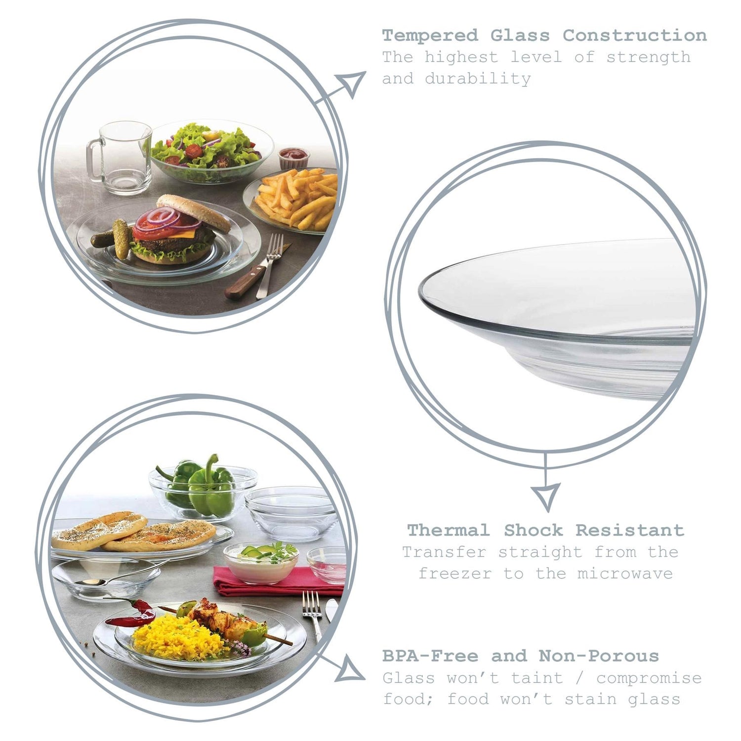 Lys Glass Soup Dishes - 23cm - Pack of 6