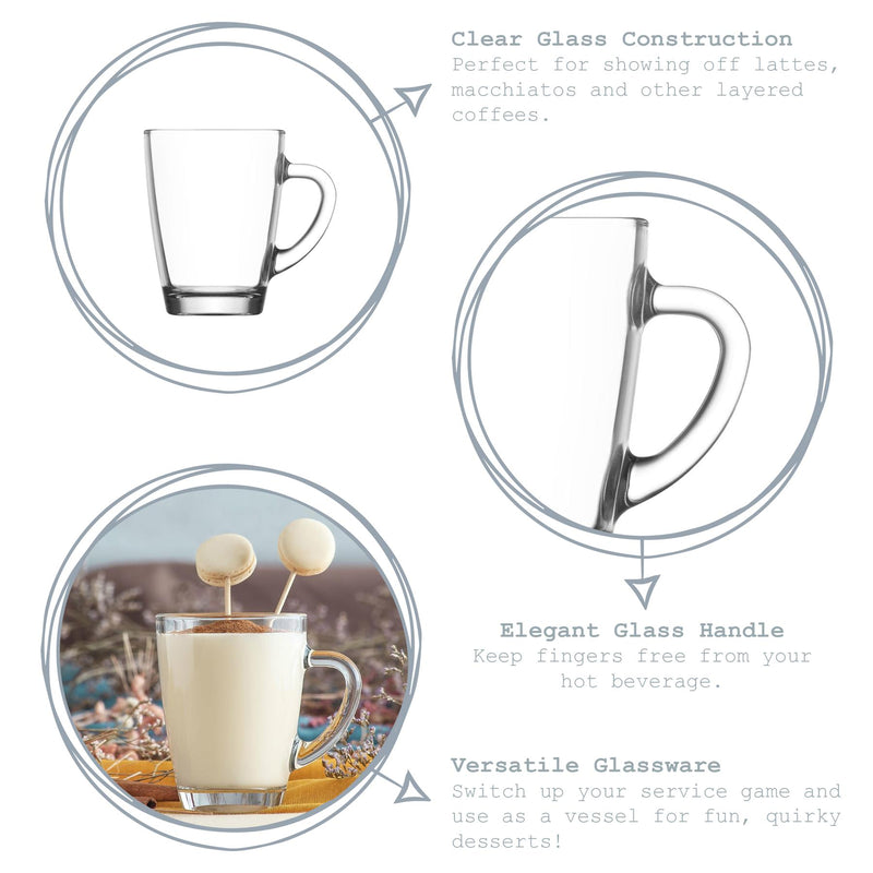 250ml Vega Glass Coffee Mugs - Pack of Six - By LAV