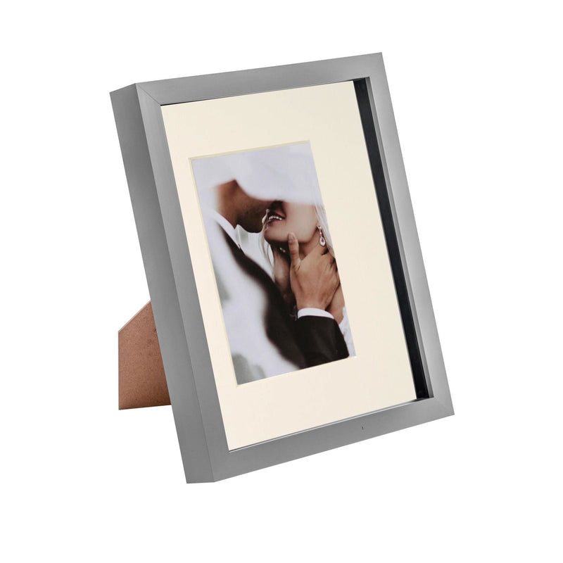 8" x 10" Grey 3D Box Photo Frame with 4" x 6" Mount - By Nicola Spring