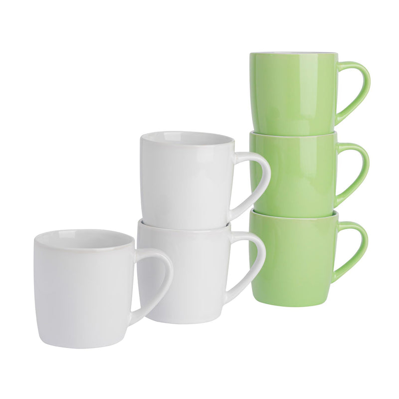 350ml Contemporary Coffee Mugs - Two Colours - Pack of Six - By Argon Tableware