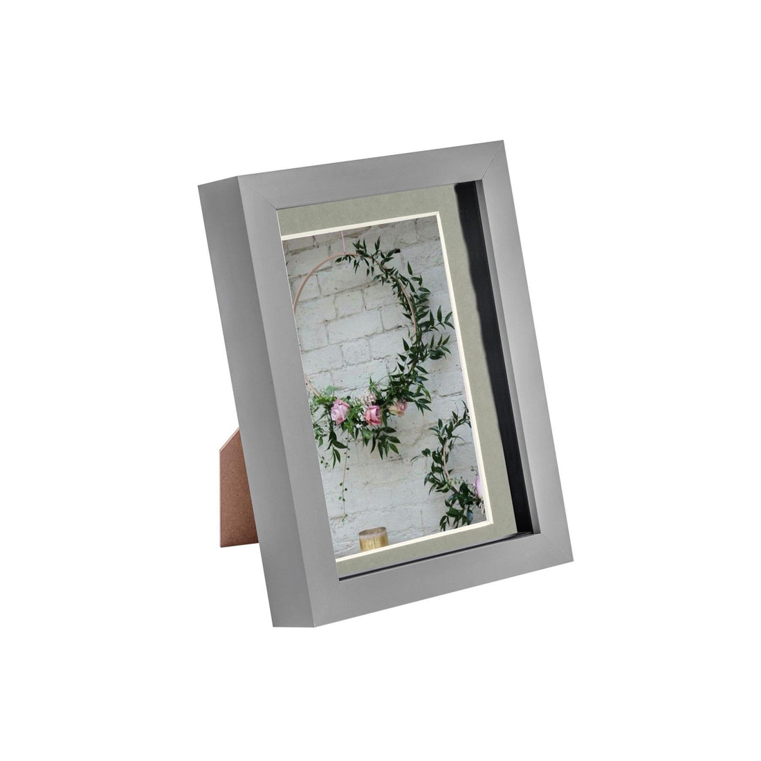 Grey 5" x 7" Shadow Box Photo Frame with 4" x 6" Grey Mount