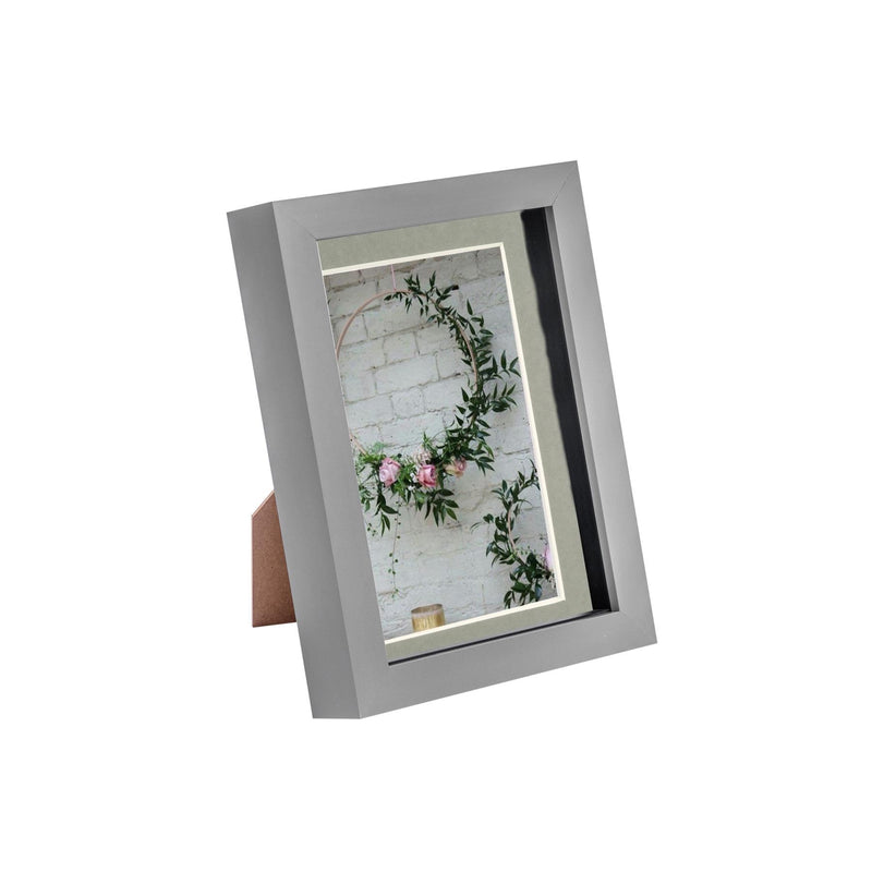 5" x 7" Grey 3D Box Photo Frame with 4" x 6" Mount - By Nicola Spring