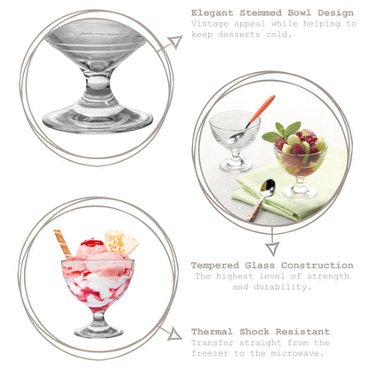 250ml Gigogne Glass Ice Cream Bowls - Pack of Six