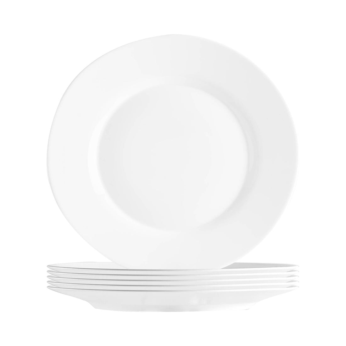 White 25cm Toledo Glass Dinner Plates - Pack of 6 - By Bormioli Rocco