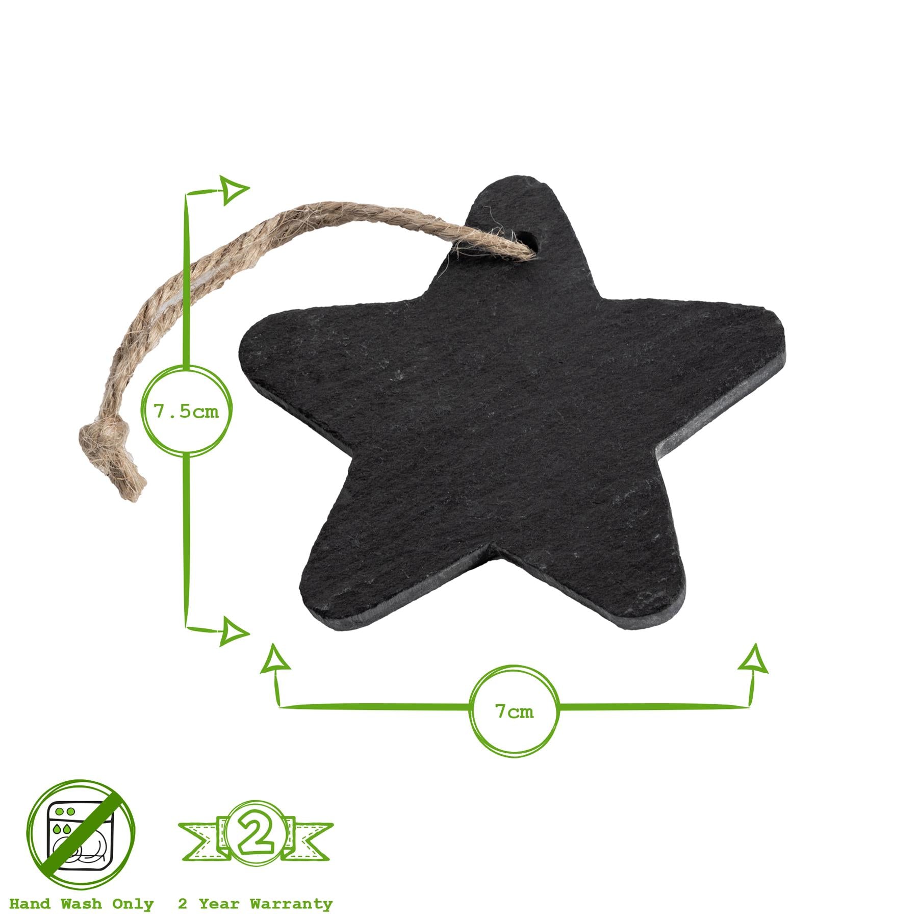 Star Slate Christmas Tree Decoration - Pack of Six