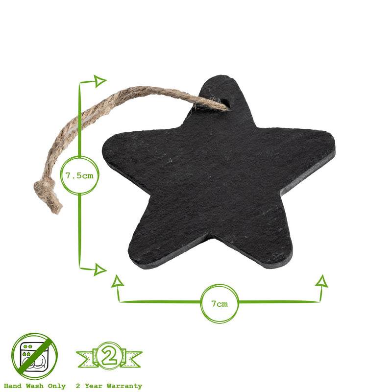 Star Slate Christmas Tree Decoration - Pack of Six - By Nicola Spring