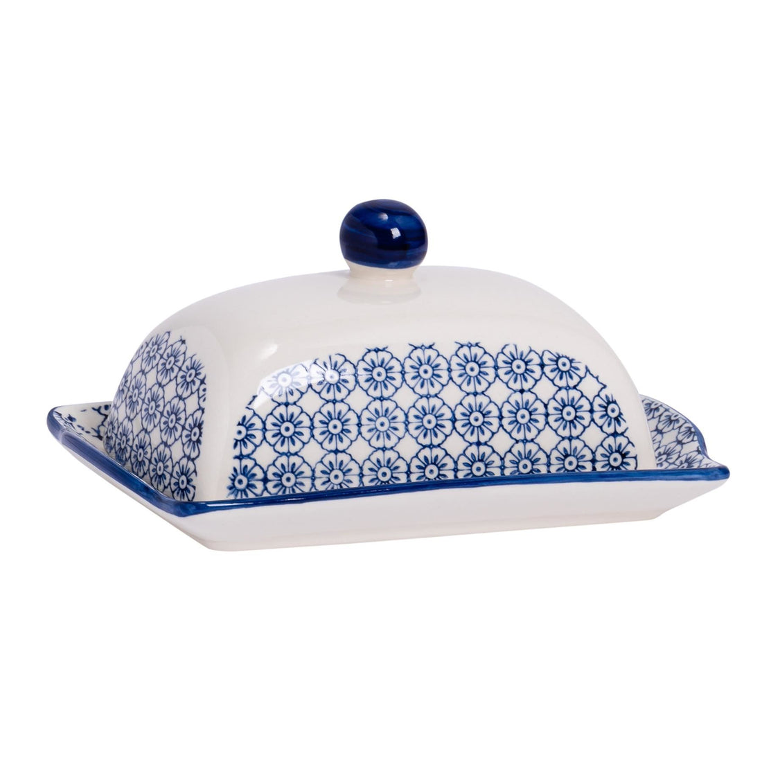 18.5cm Hand Printed Butter Dish