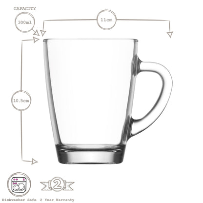 300ml Vega Glass Coffee Mugs - Pack of Six