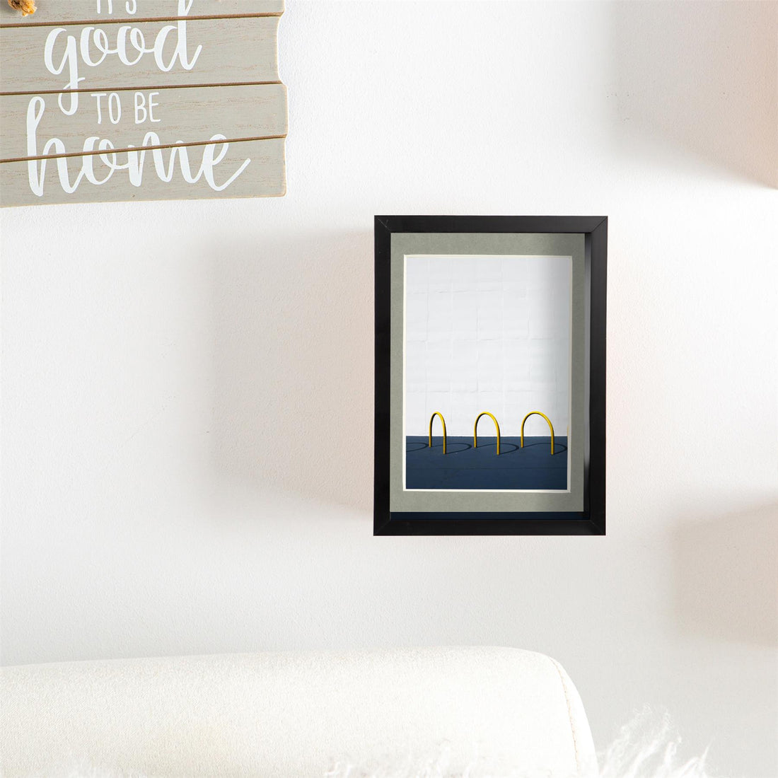 Black 5" x 7" Deep Shadow Box Photo Frame with 4" x 6" Grey Mount