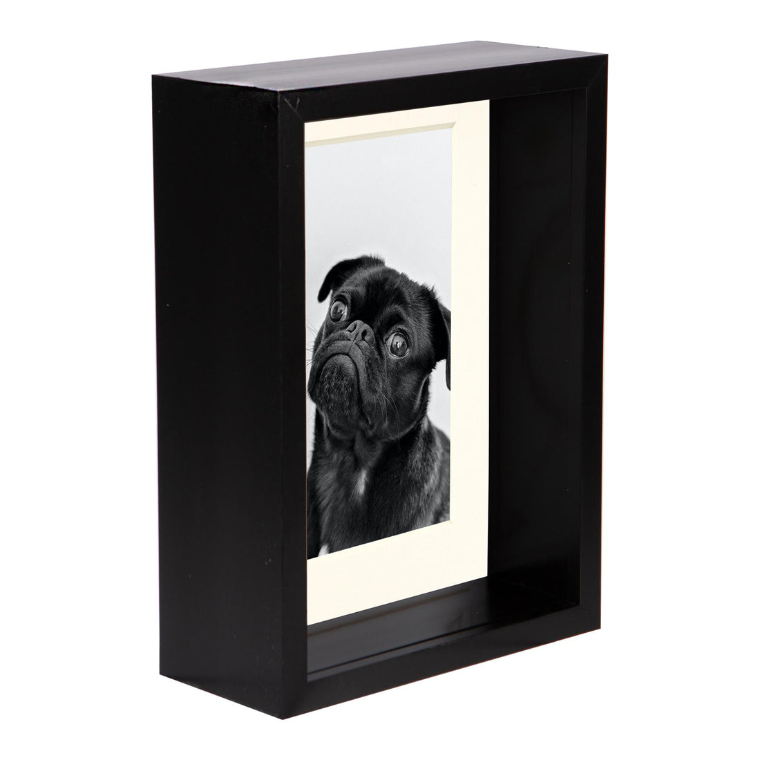Black 5" x 7" Deep Shadow Box Photo Frame with 4" x 6" Ivory Mount