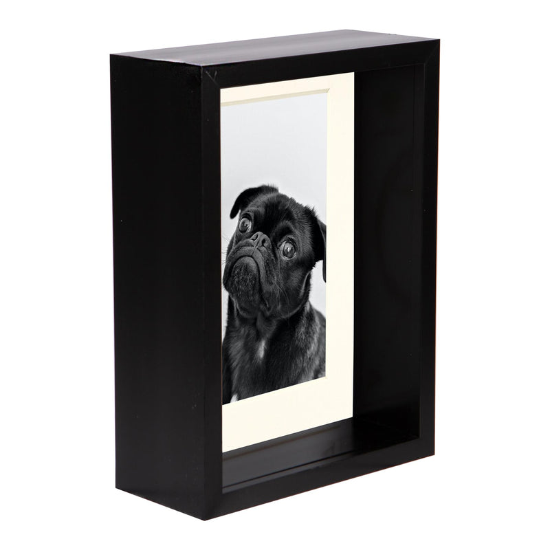 5" x 7" Black 3D Deep Box Photo Frame with 4" x 6" Mount - by Nicola Spring