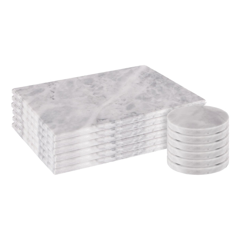 12pc Marble Placemats & Round Coasters Set - By Argon Tableware