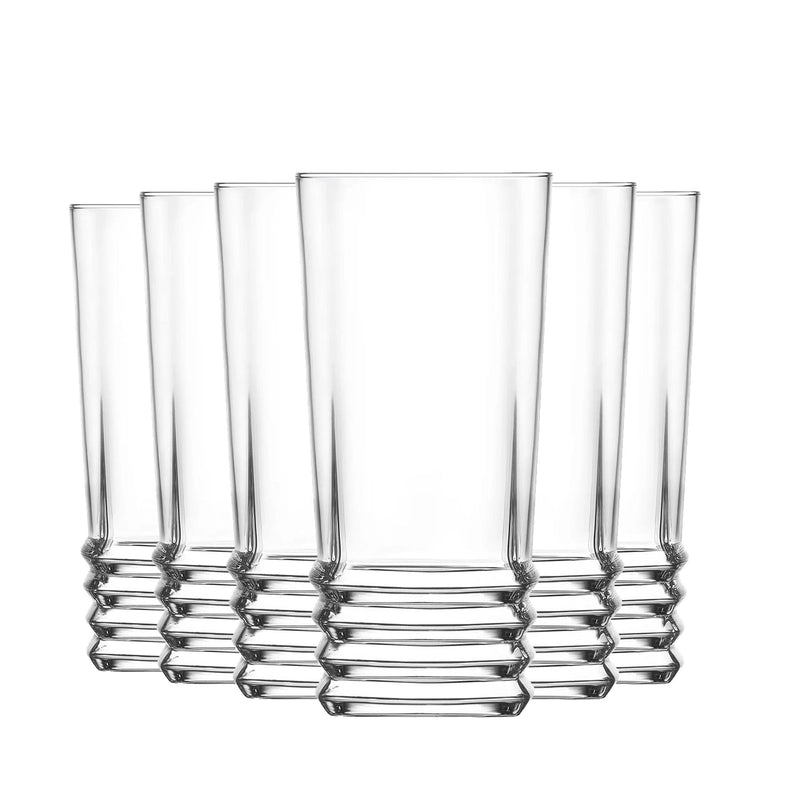LAV 6 Piece Elegan Highball Cocktail Glasses Set - 335ml