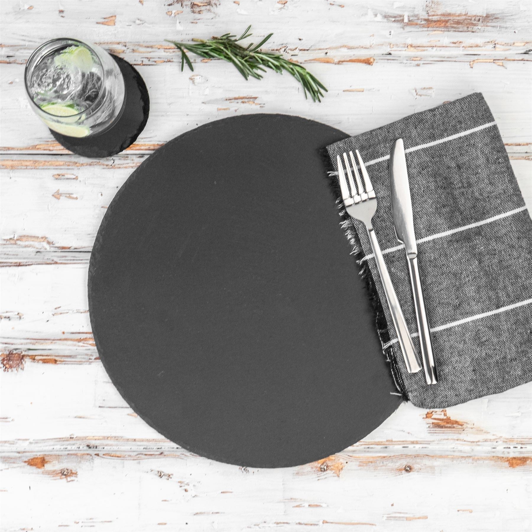 33cm Round Slate Placemats - Pack of Six