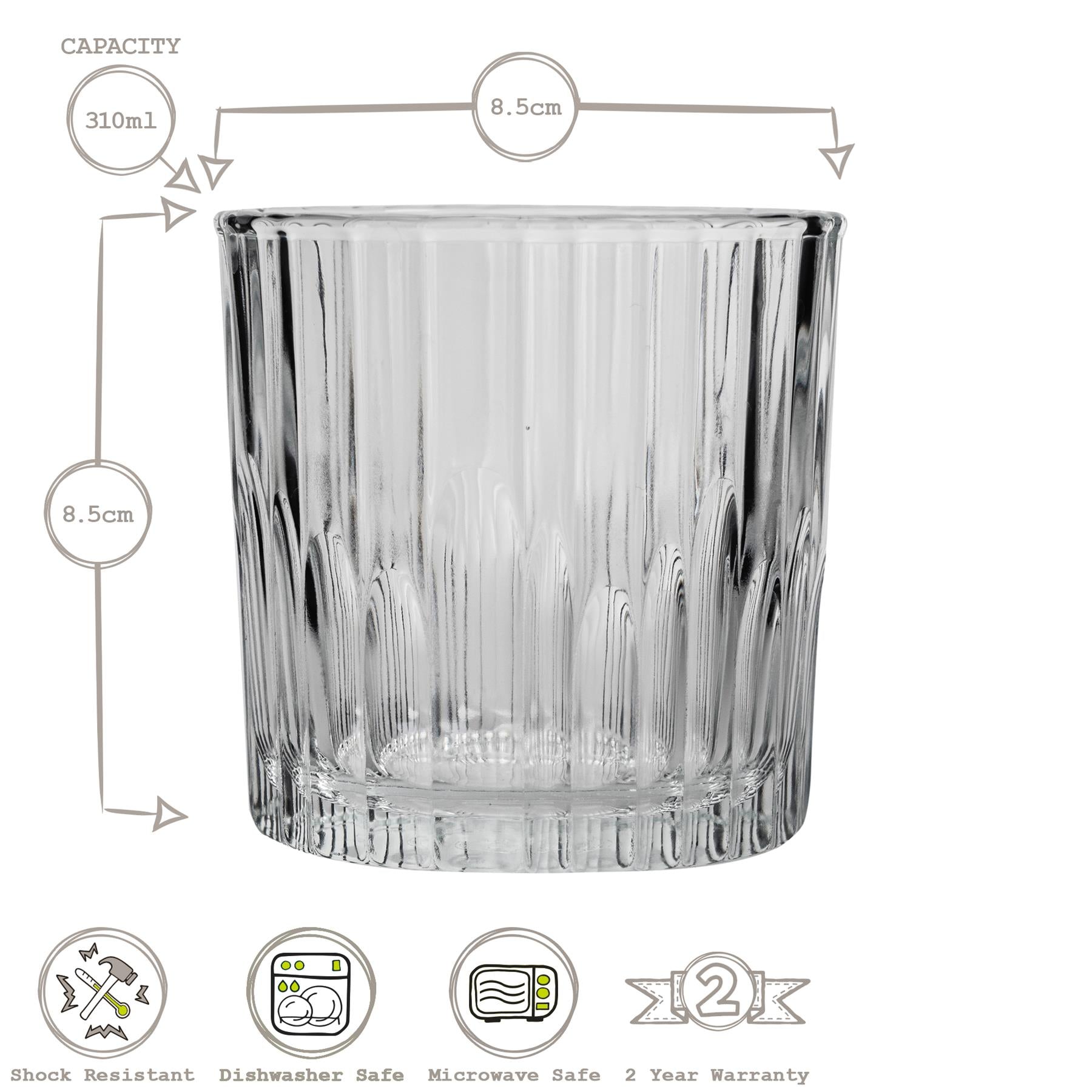 310ml Manhattan Double Whisky Glasses - Pack of Six