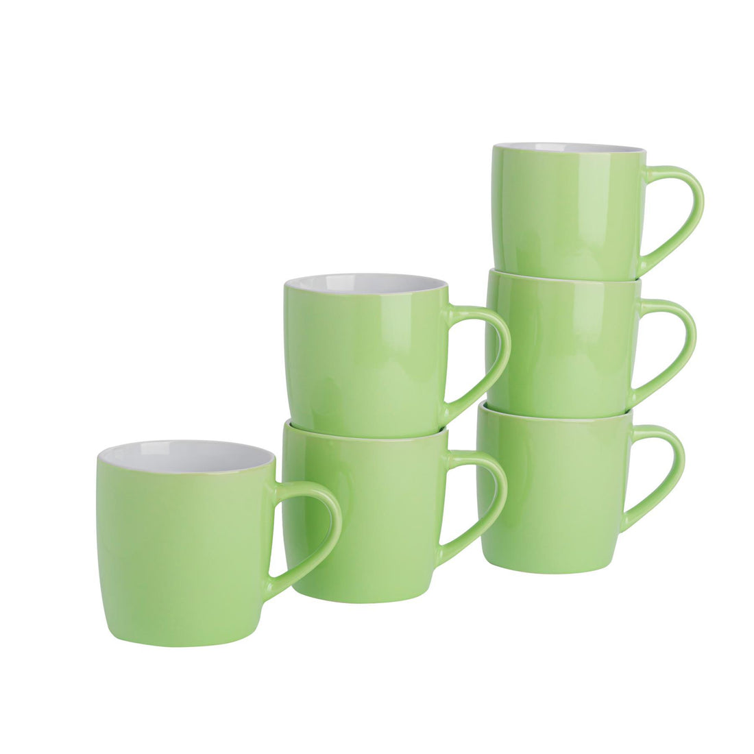 350ml Green Stoneware Coffee Mugs - Pack of 6