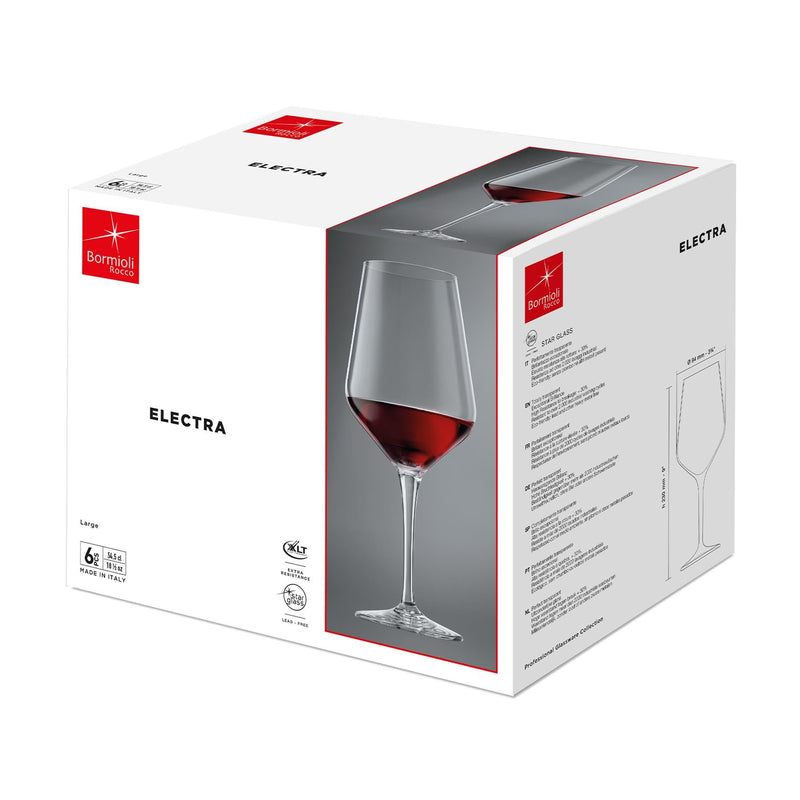 545ml Electra Red Wine Glasses - Pack of Six - By Bormioli Rocco