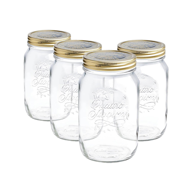 1.5L Quattro Stagioni Mason Glass Drinking Jars - Pack of 4 - By Bormioli Rocco