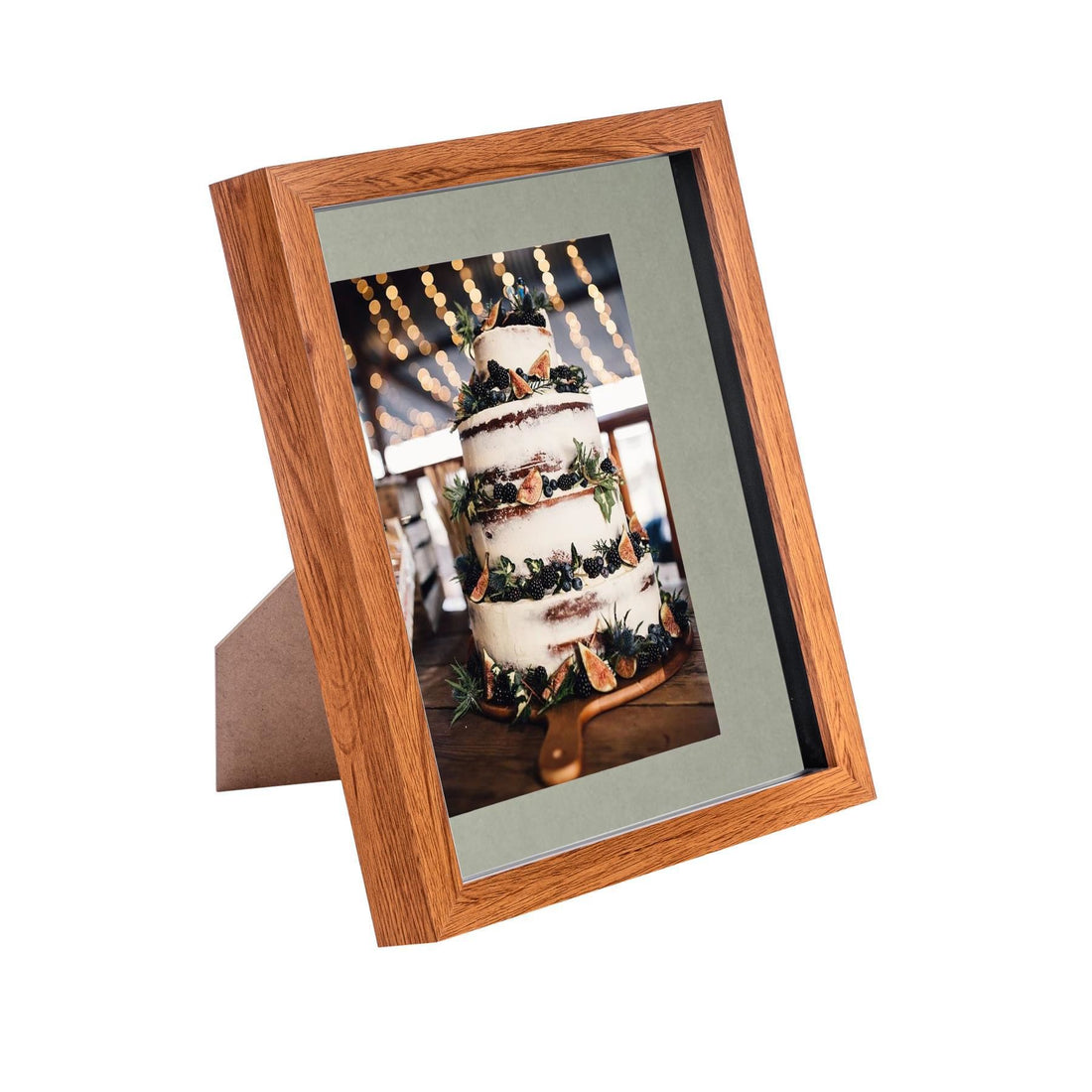 Dark Wood 8" x 10" Shadow Box Photo Frame with 5" x 7" Grey Mount