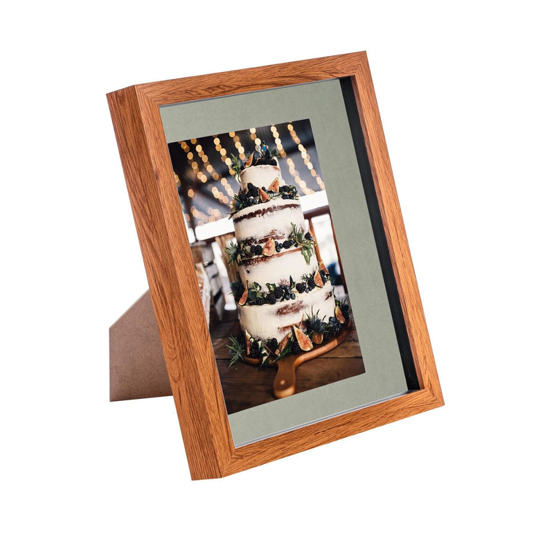 8" x 10" Dark Wood 3D Box Photo Frame with 5" x 7" Mount - By Nicola Spring