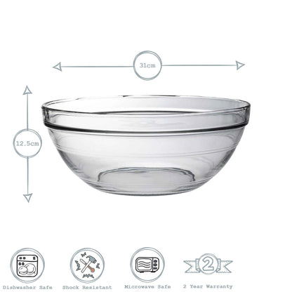 31cm Clear Lys Glass Nesting Mixing Bowl