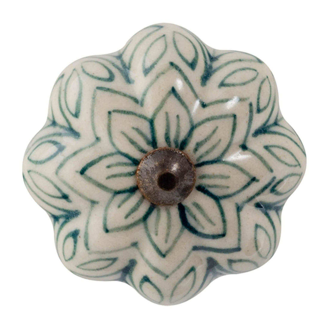Green 4.5cm Vintage Floral Ceramic Cabinet Knob