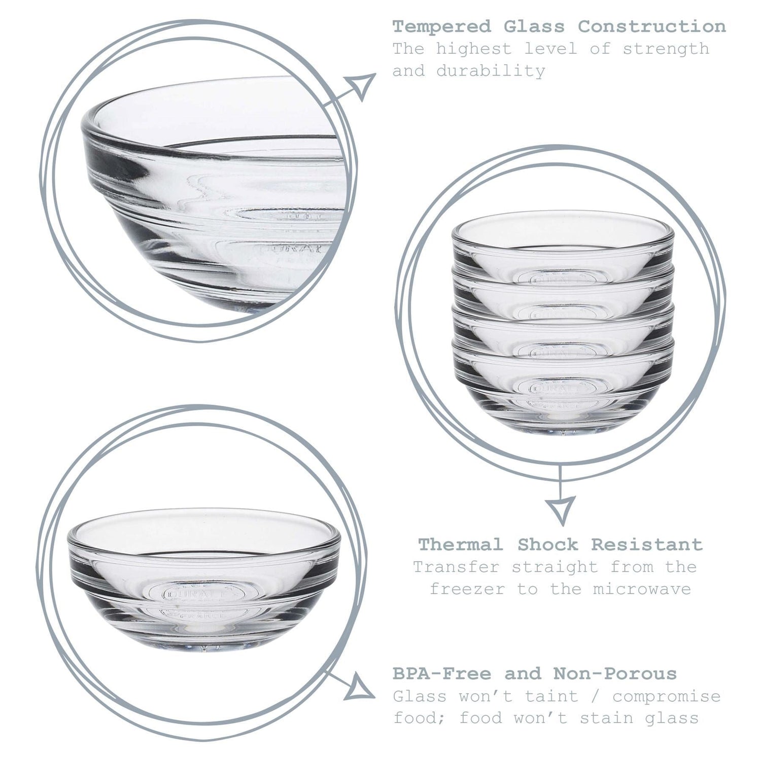 9cm Clear Lys Glass Nesting Mixing Bowl