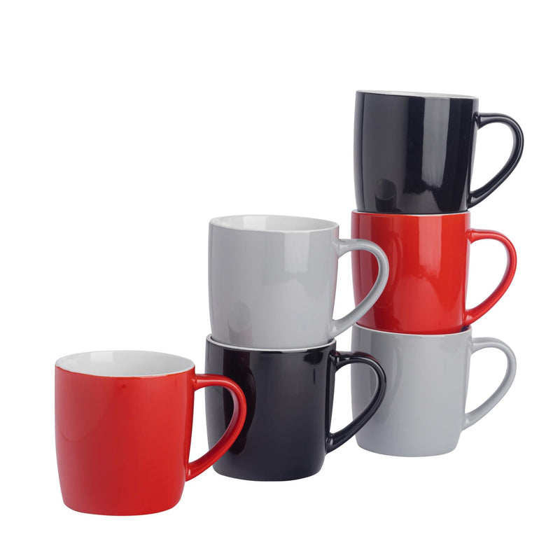 350ml Contemporary Coffee Mugs - Three Colours - Pack of Six - By Argon Tableware