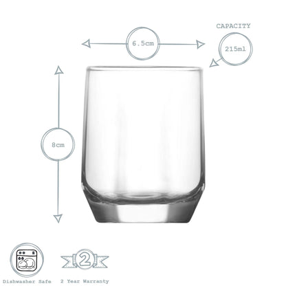 215ml Diamond Tumbler Glasses - Pack of Six